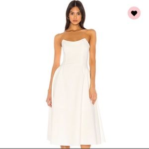 ELLIATT Strapless White Midi Dress